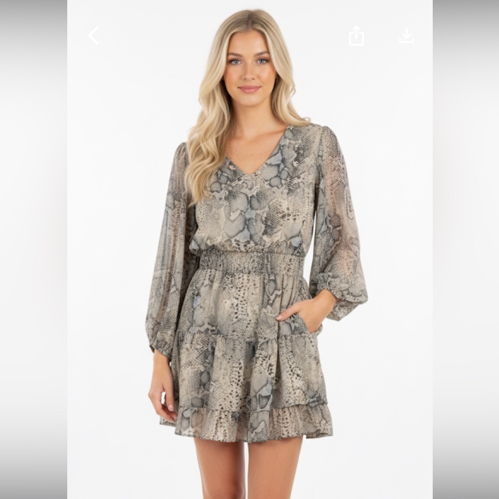 The impeccable pig Snake Print V-Neck Dress size medium